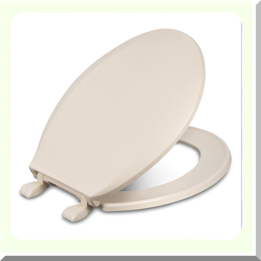 Plastic Round Tet Seat with Cover, Bone