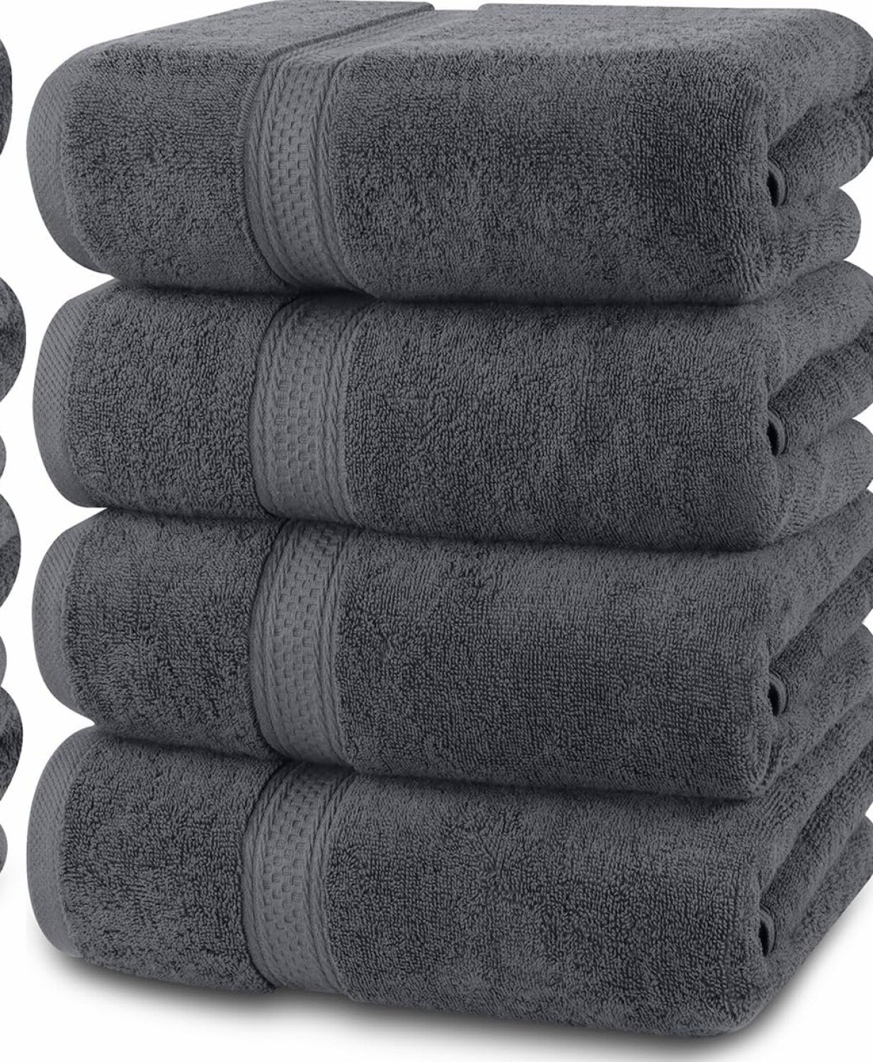 4 Pack Cotton Bath Towels 27x54 Inches Grey