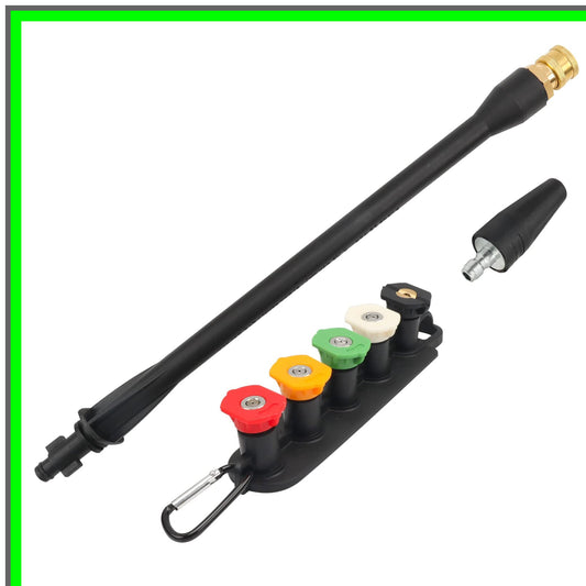 Versatile Pressure Washer Wand with Turbo Nozzle and 5 Spray Tips