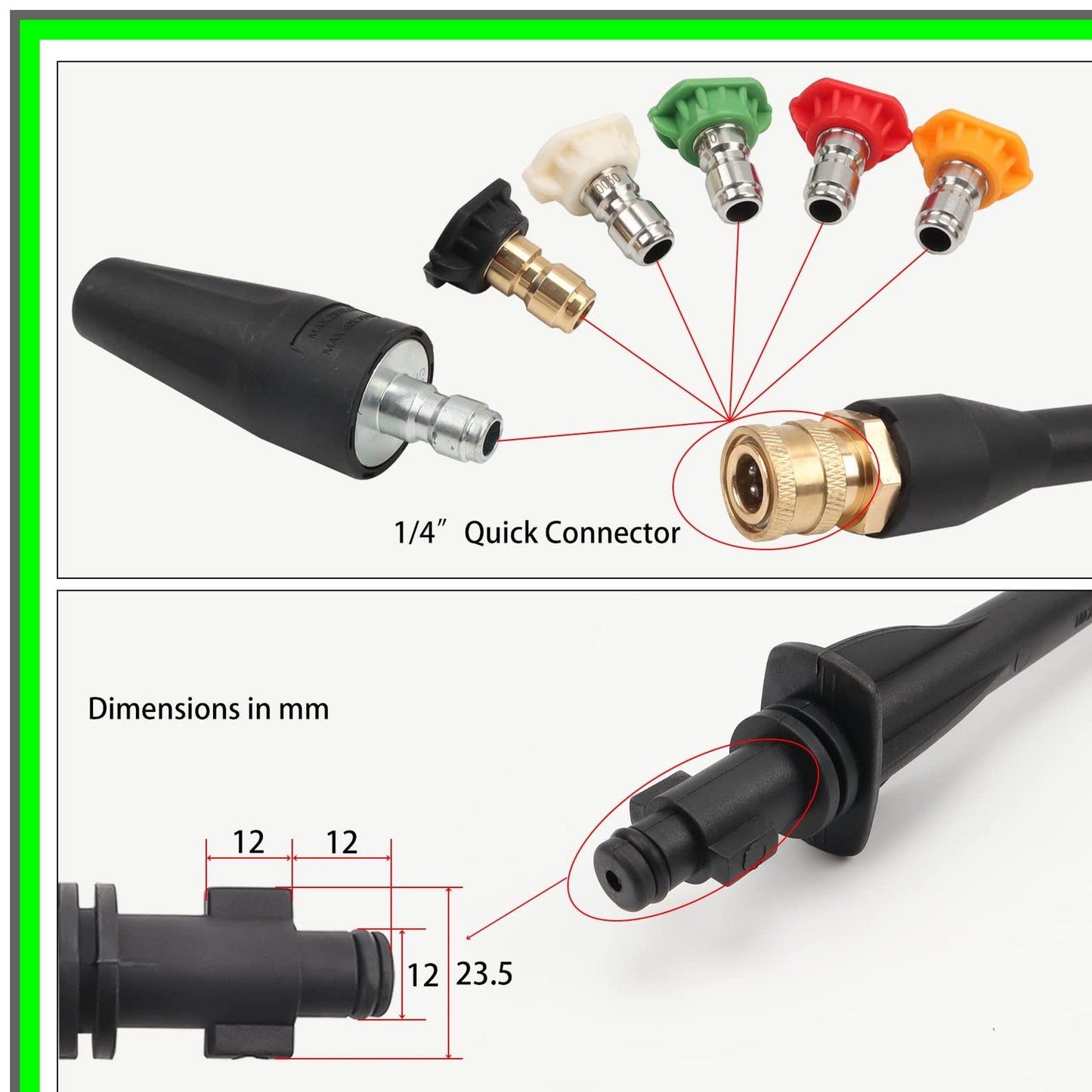 Versatile Pressure Washer Wand with Turbo Nozzle and 5 Spray Tips