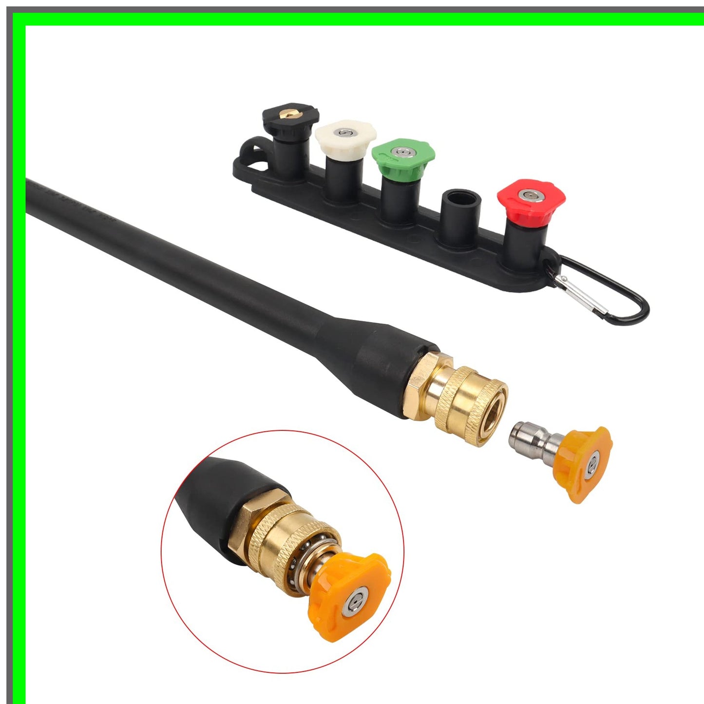 Versatile Pressure Washer Wand with Turbo Nozzle and 5 Spray Tips