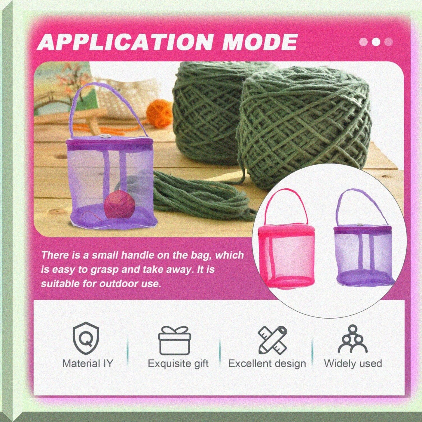 Wool Storage Bag for Yarn Balls Purple