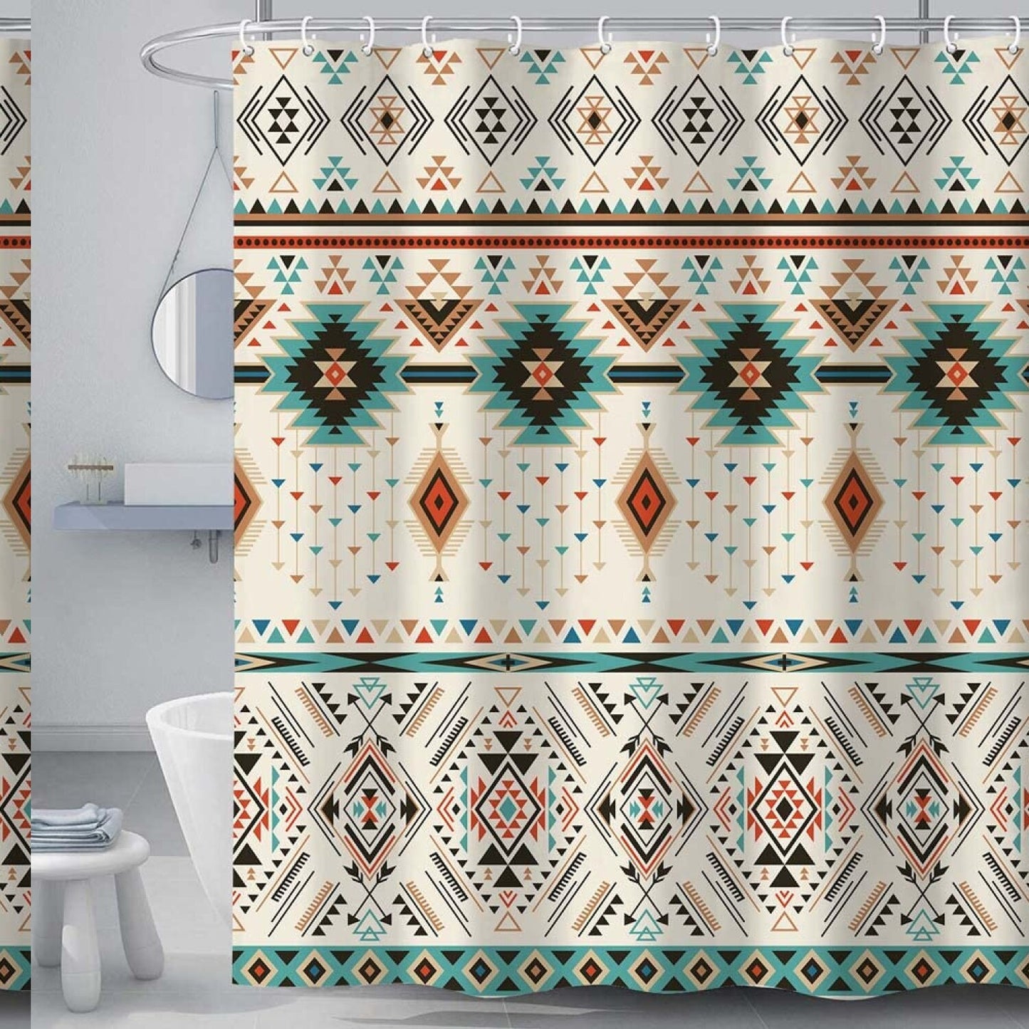 Aztec Shower Curtain Beige 69x70