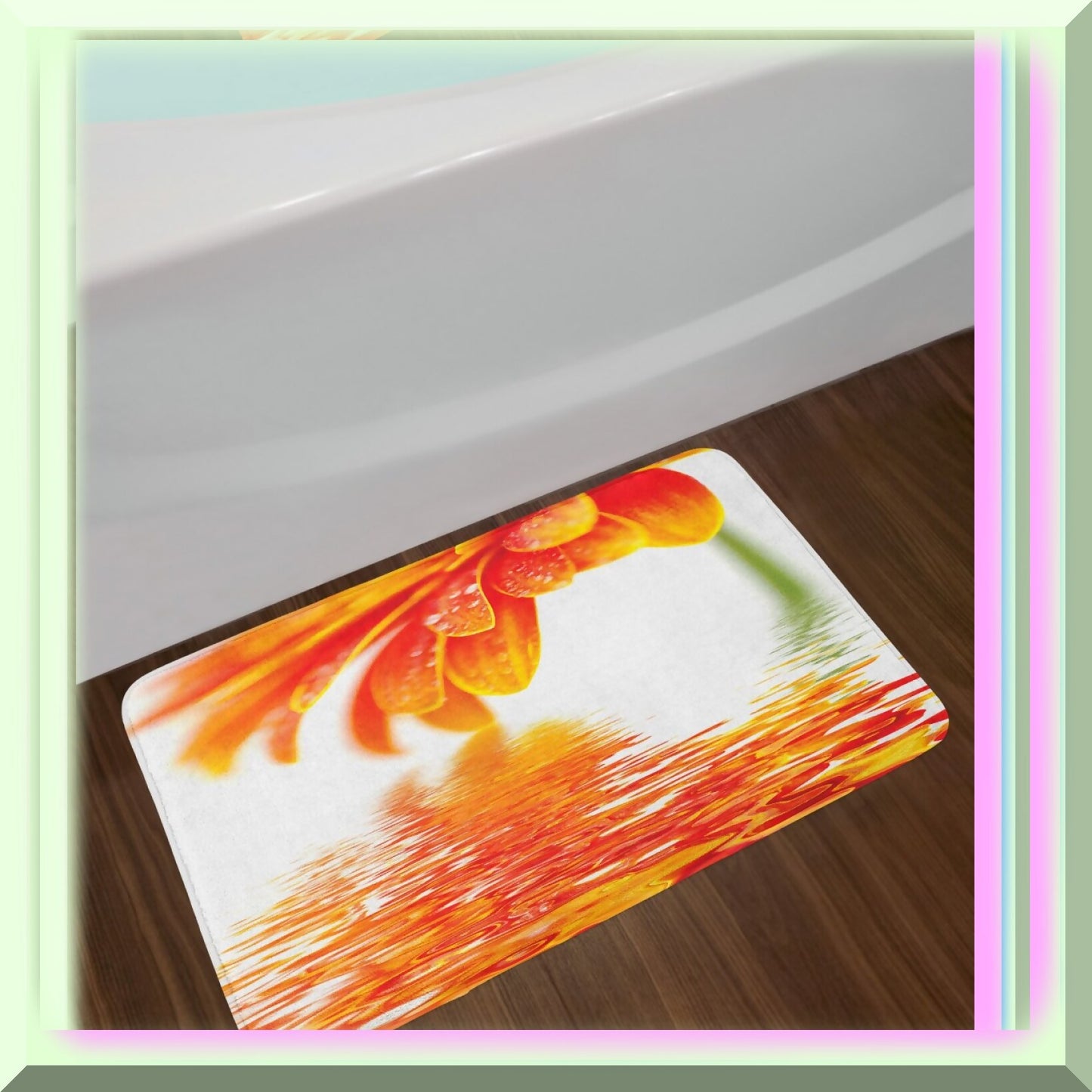 Flower Bath Mat, Orange, 30.2" x 20"