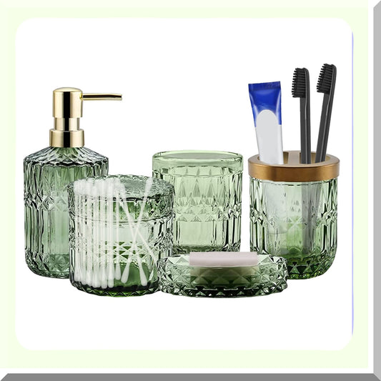 5PCS Green Bathroom Accessories Set