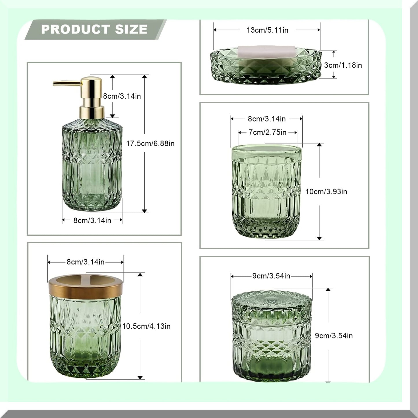 5PCS Green Bathroom Accessories Set