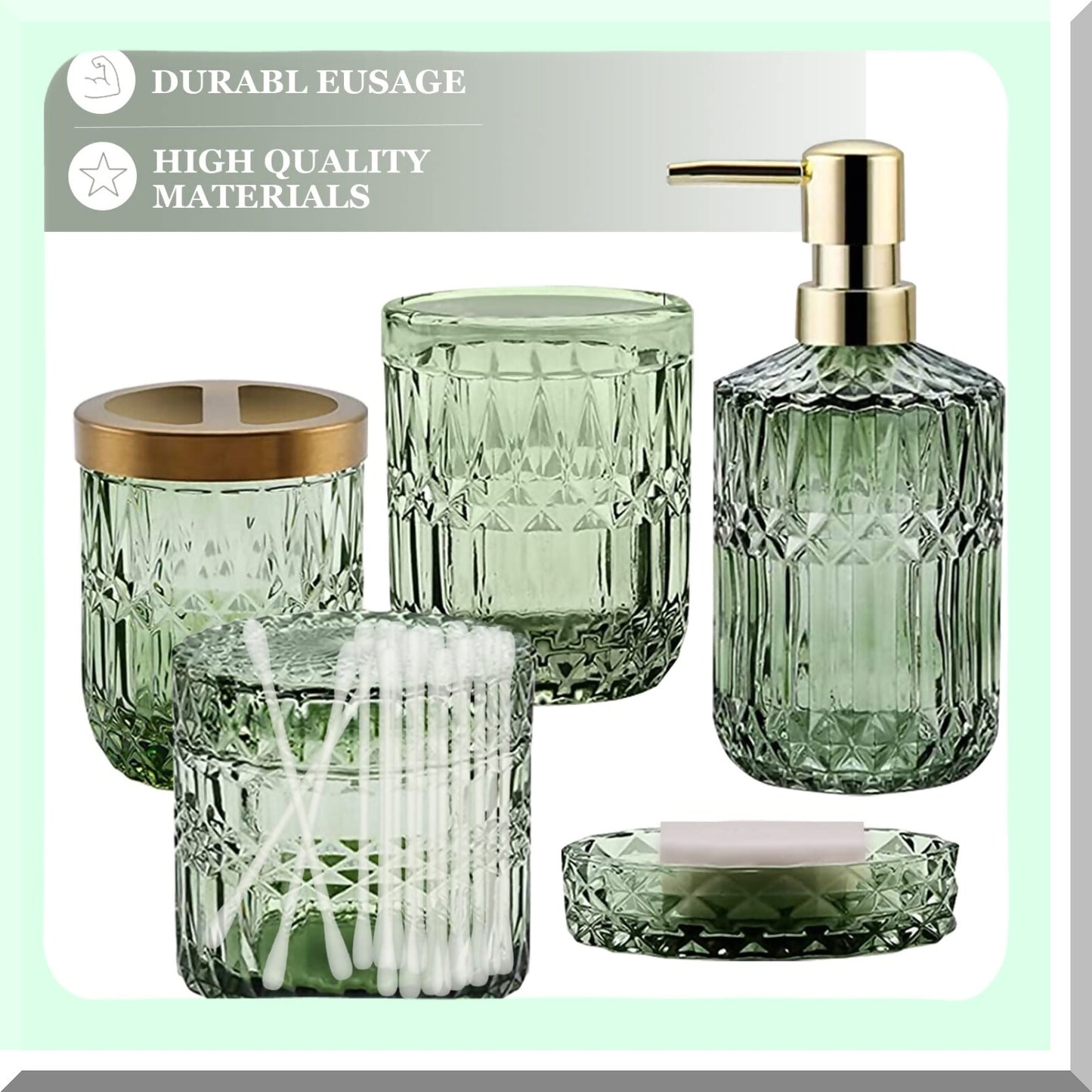 5PCS Green Bathroom Accessories Set