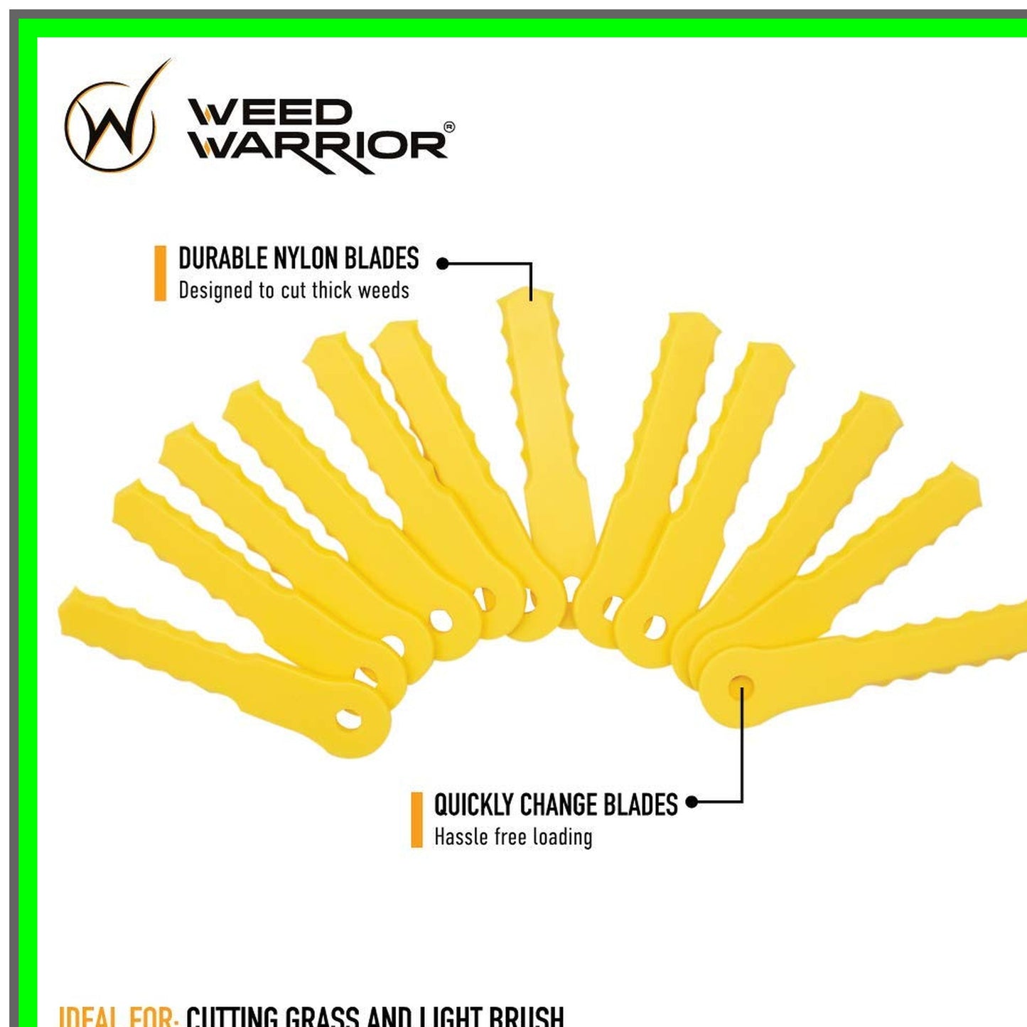 Nylon Replacement Blades for Push-N-Load Trimmer Head, 12 Pack