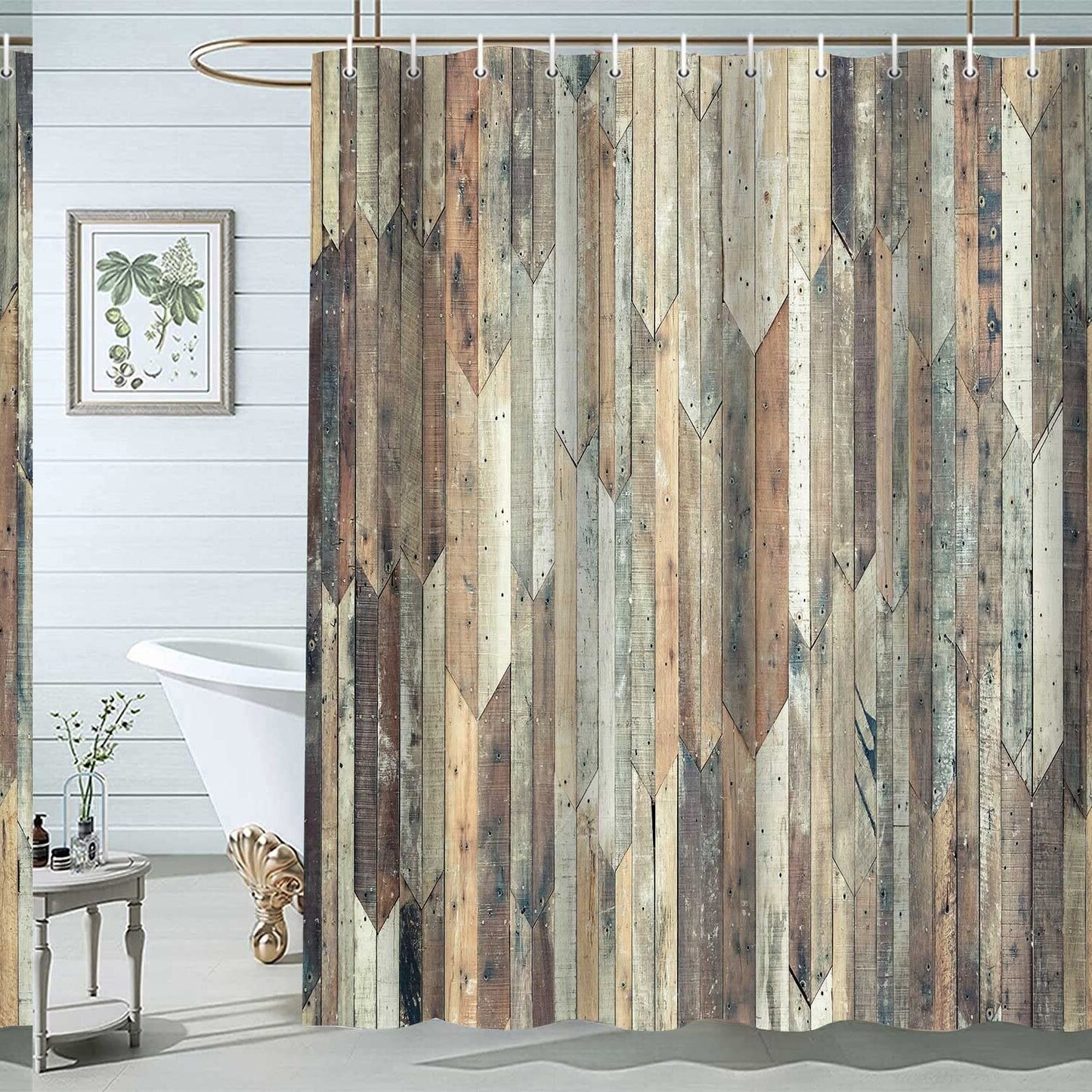 Rustic Wood Plank Shower Curtain 72x72 inch