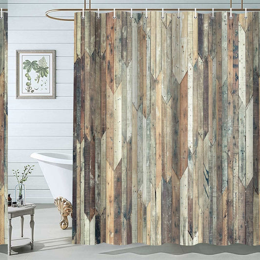 Rustic Wood Plank Shower Curtain 72x72 inch