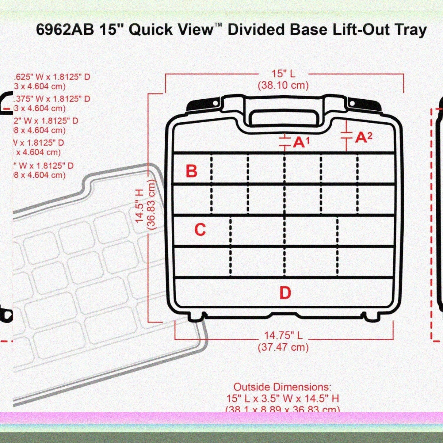 Deep Base Carrying Case with Removable Tray, 15"