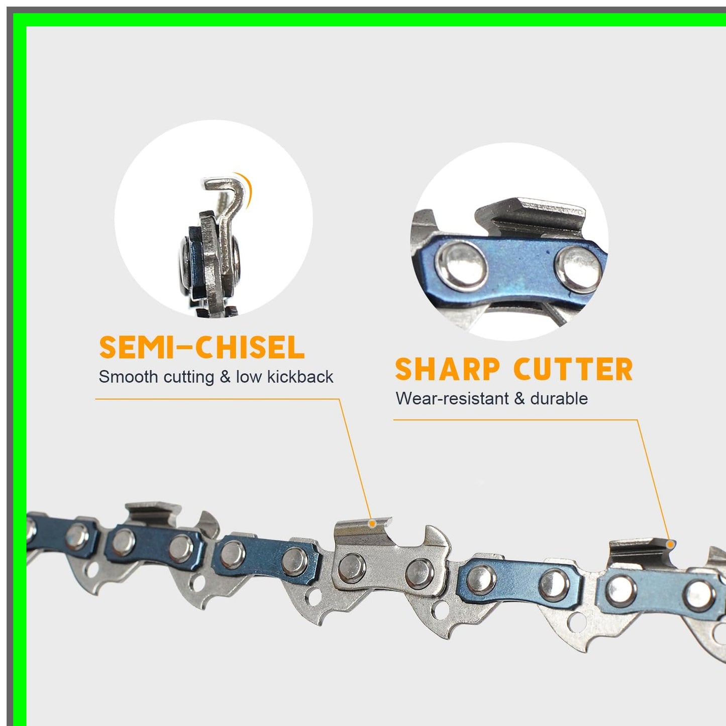 16 Inch Chainsaw Chains 3 Pack 3/8 LP Pitch 050 Gauge Fits Multiple Brands