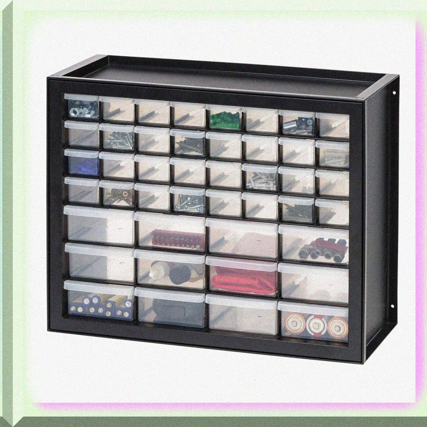 44-Drawer Stackable Storage Cabinet Black 19.5 x 7 x 15.5 Inches
