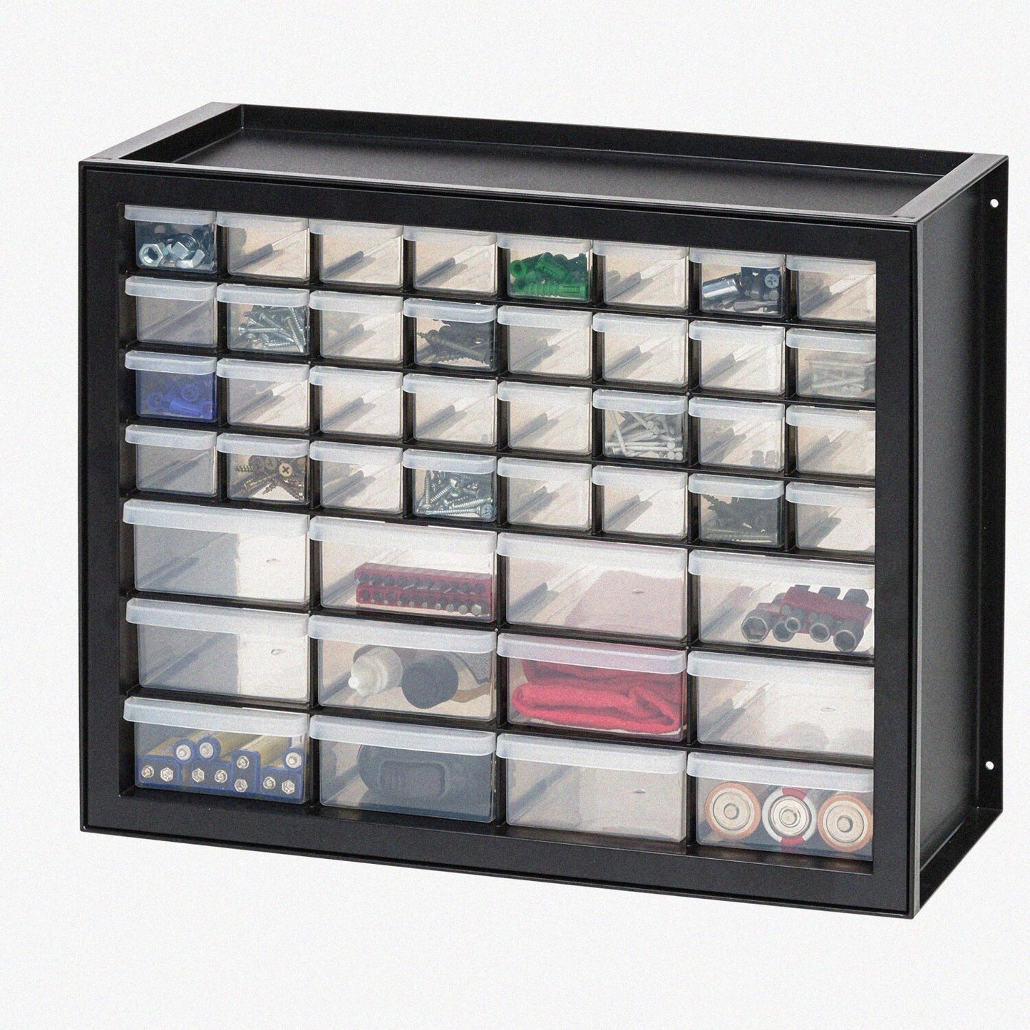 44-Drawer Stackable Storage Cabinet Black 19.5 x 7 x 15.5 Inches