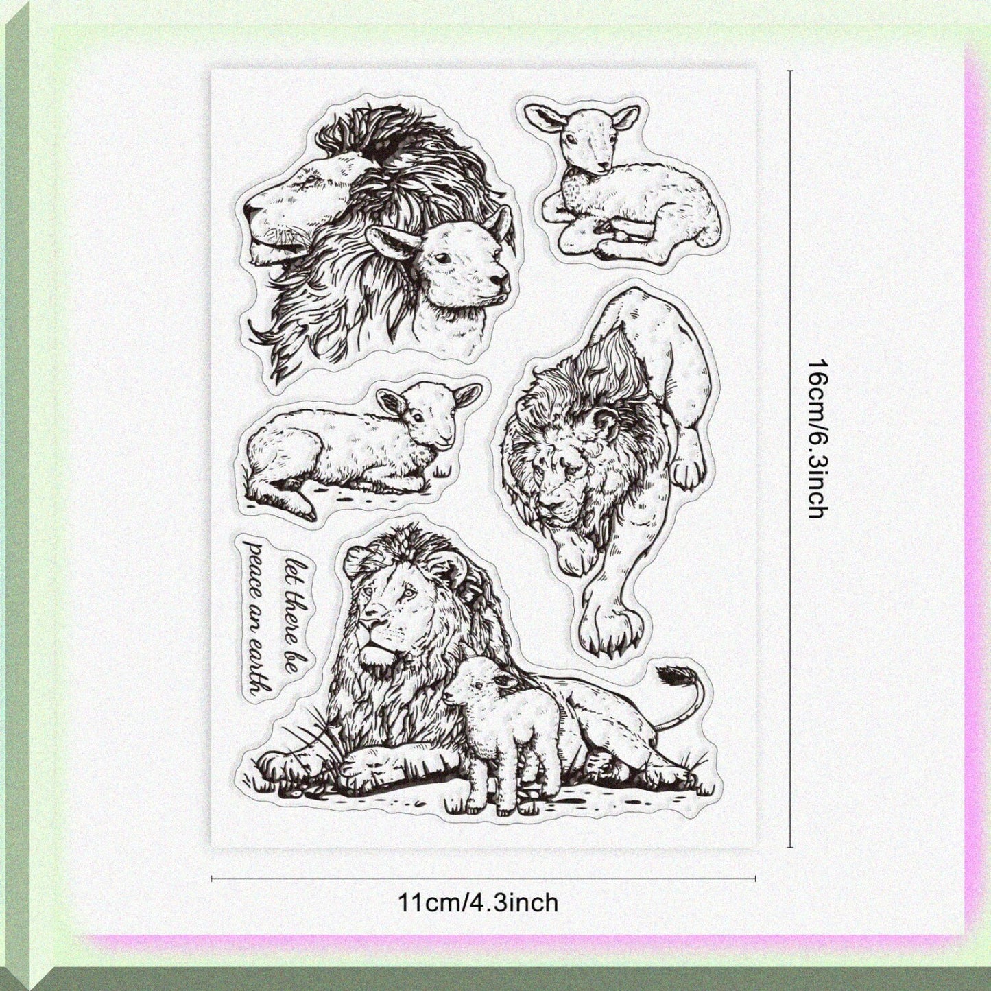 Animal Theme Sheep and Lamb Silicone Clear Stamp 4.3x6.3 inches