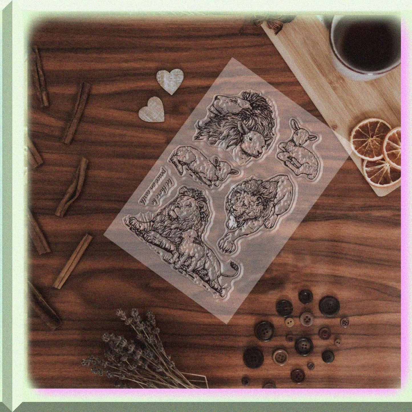 Animal Theme Sheep and Lamb Silicone Clear Stamp 4.3x6.3 inches