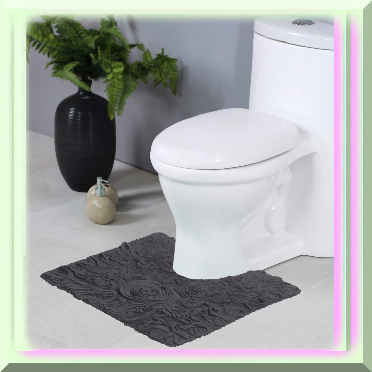 100% Cotton 20x20 Gray Bath Rug