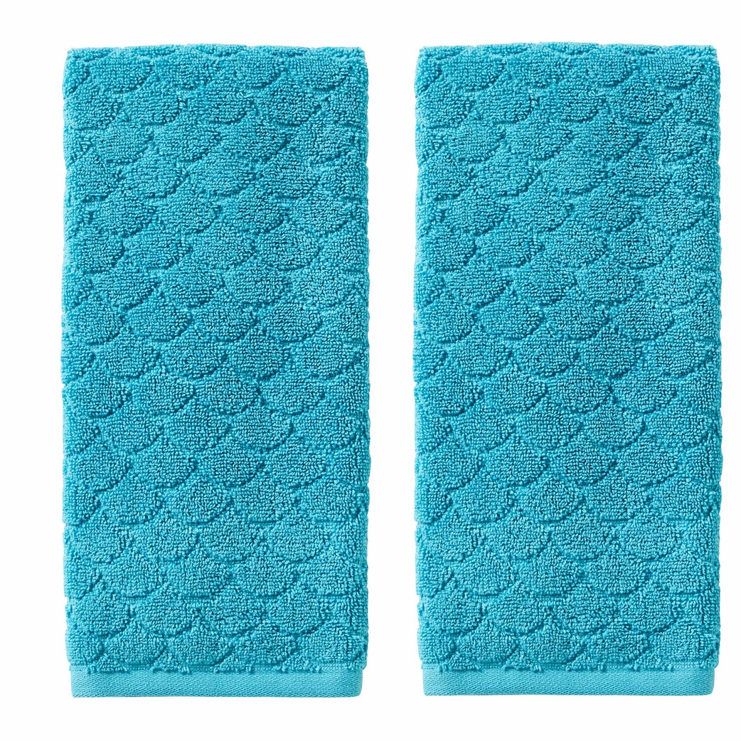 Ocean Watercolor Scales Hand Towels 2-Pack Blue 16" x 26"