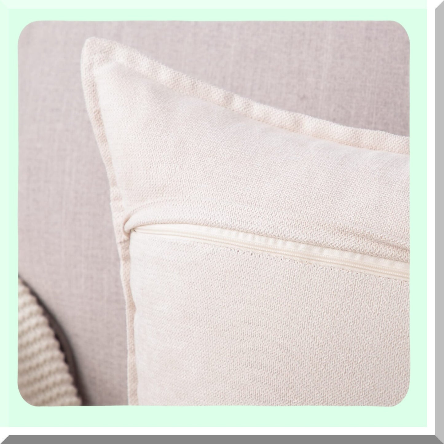 Ivory Chenille Soft Pillow Covers - Set of 2 20x20 Inch Decorative Cushion Shell for Sofa & Bedroom - Short Throw Pillow Cover