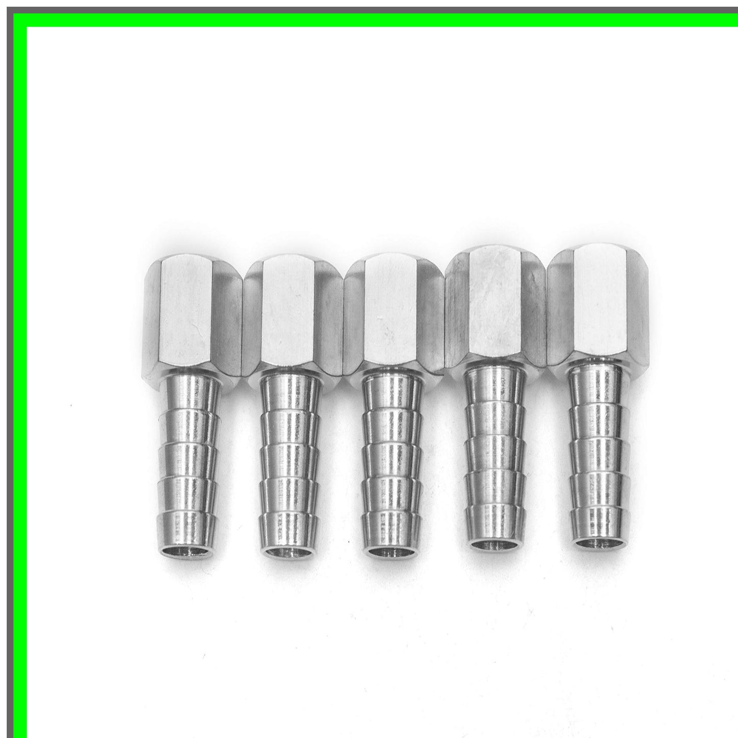 Stainless Steel 316 Barb Fitting Coupler for 1/2" Hose ID Pack of 5