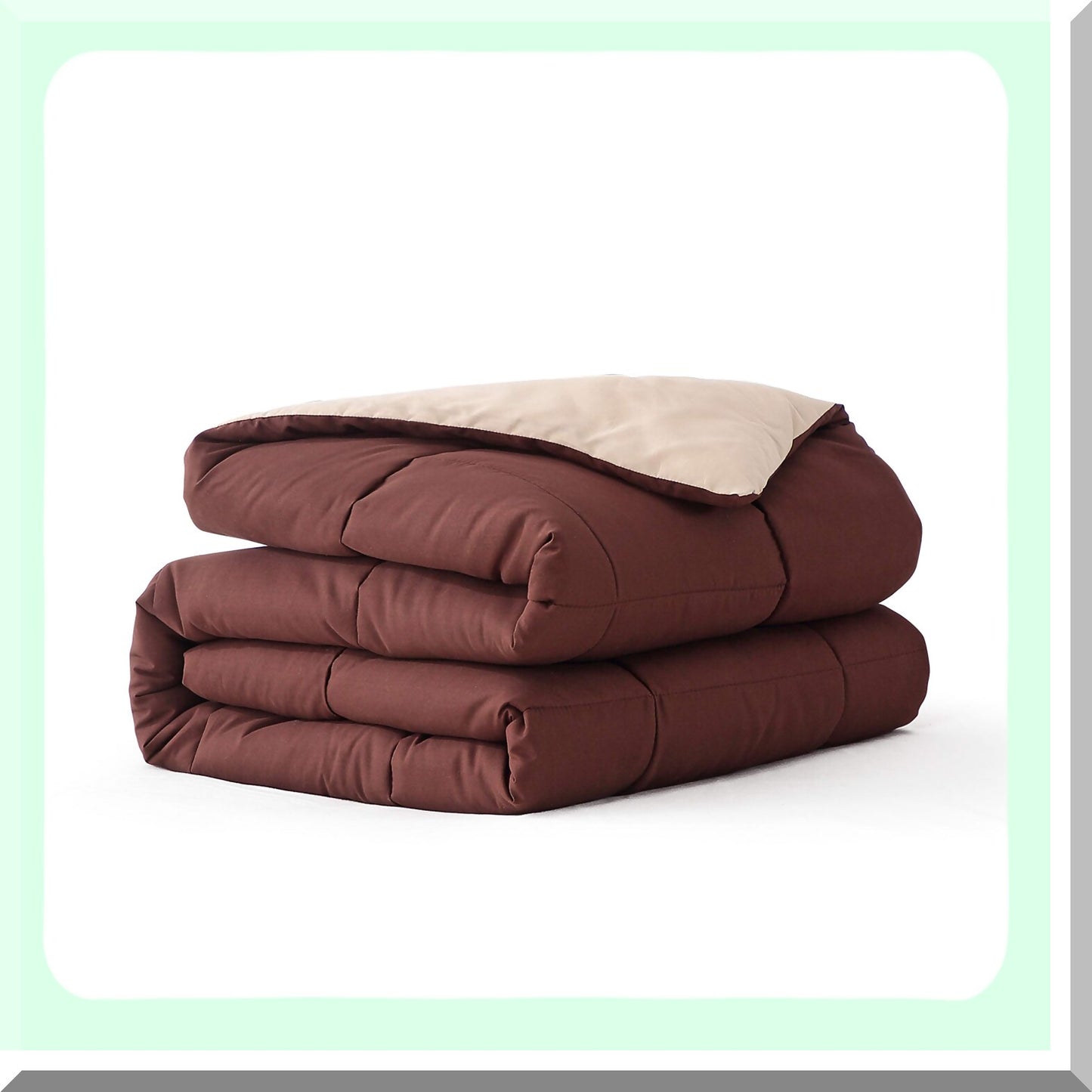 Luxury Soft Down Alternative Comforter - All Season Microfiber Reversible Bedding Set - Full/Queen Size - Box Stitched - Brown/Taupe Color Palette