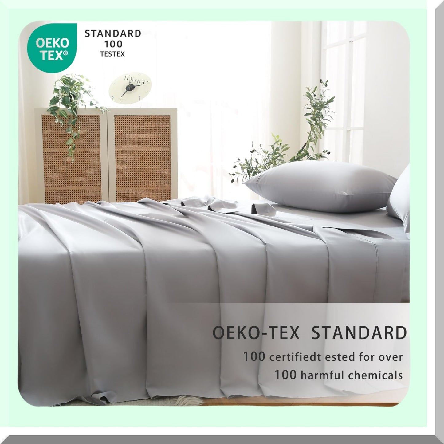 Luxury Cool Breeze Full Size Cotton Sheets - 800 Thread Count Soft Sateen Weave Hotel Sheets - Breathable & Cooling - Light Grey - 4 Piece Set