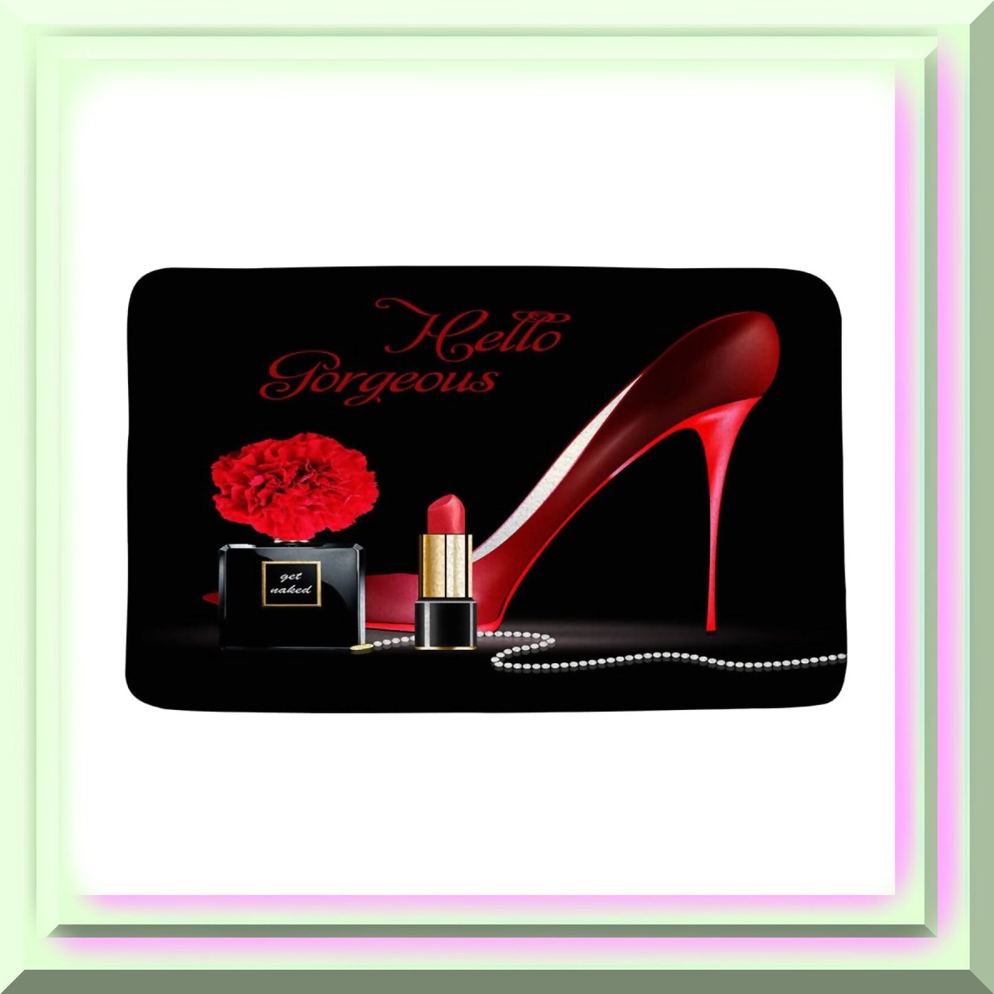 Red High Heels Microfiber Bathroom Rug