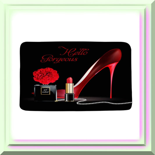 Red High Heels Microfiber Bathroom Rug
