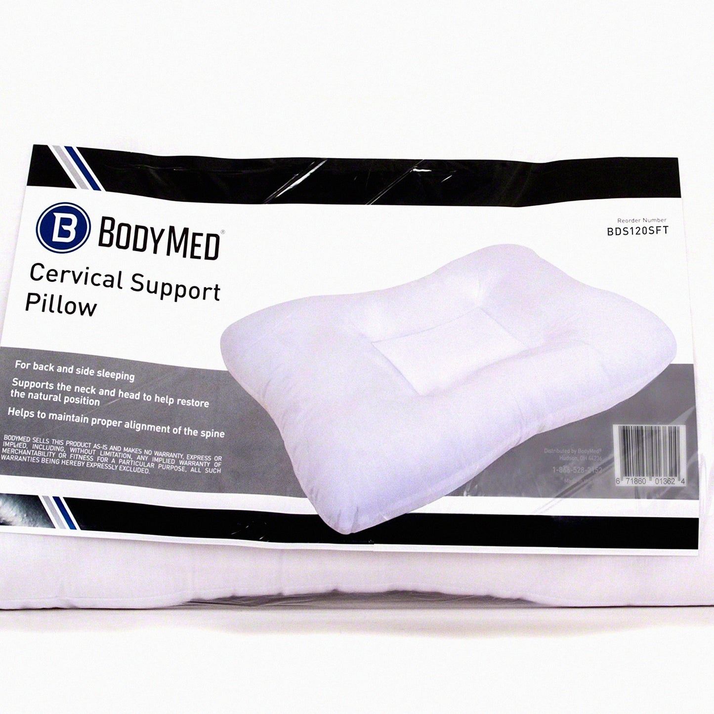 OrthoRest Comfort Pillow - Medium Support, White - Ergonomic Design for Neck and Shoulder Pain Relief - Hypoallergenic and Washable Cover