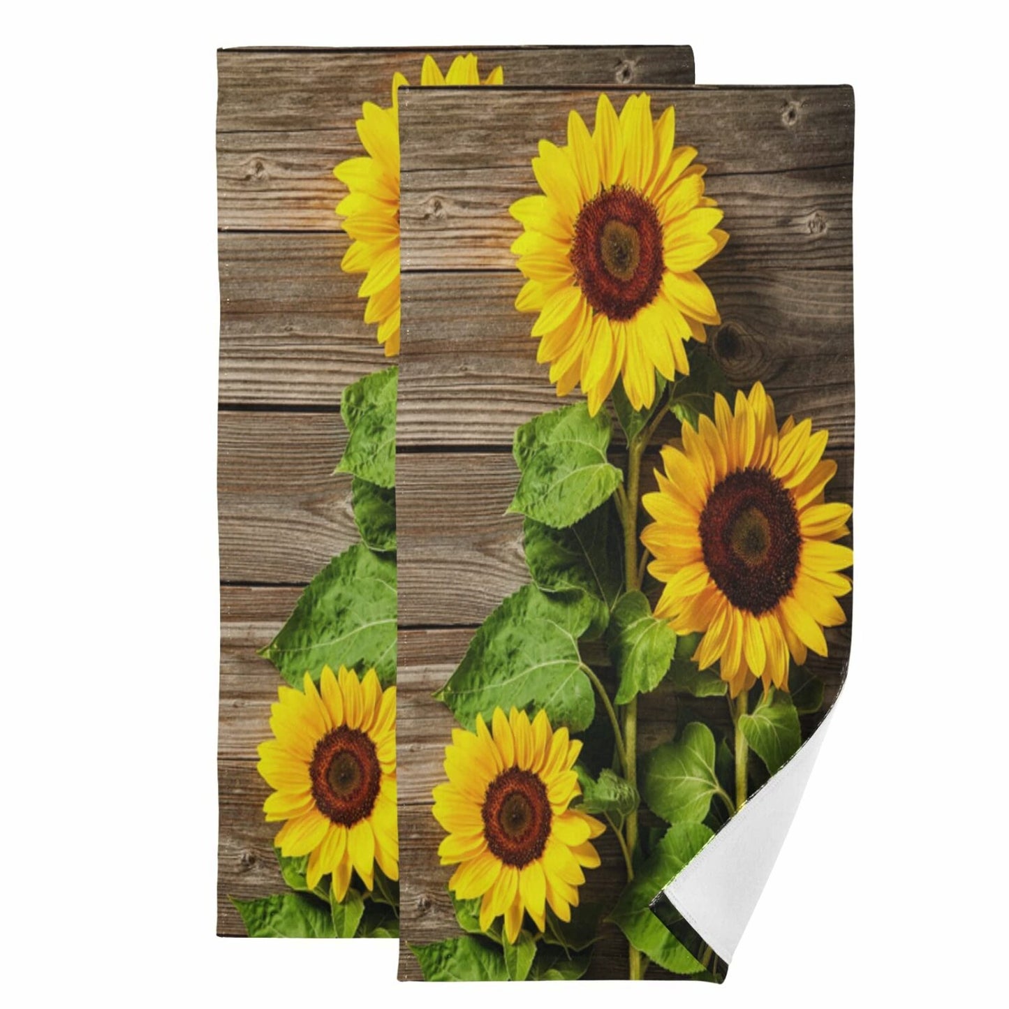 Spring Vintage Sunflowers Wooden Hand Towels 2 Pack