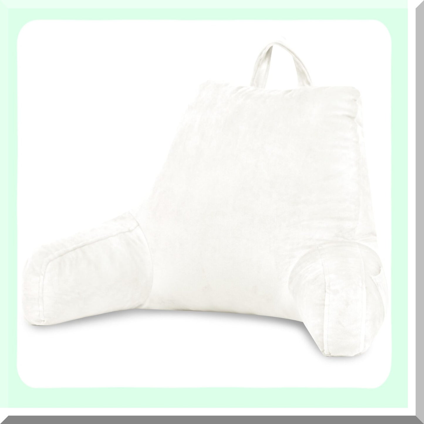 MemoryFoam Comfort Rest Pillow - Supportive Reading Pillow with Arms & Back Support for Sitting in Bed - Removable Cover - 18 X 15 Inches White