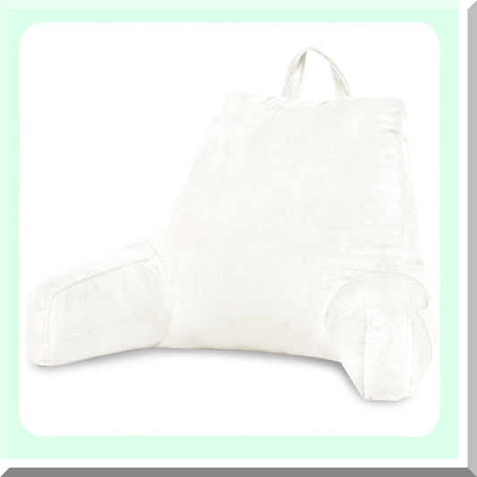 MemoryFoam Comfort Rest Pillow - Supportive Reading Pillow with Arms & Back Support for Sitting in Bed - Removable Cover - 18 X 15 Inches White