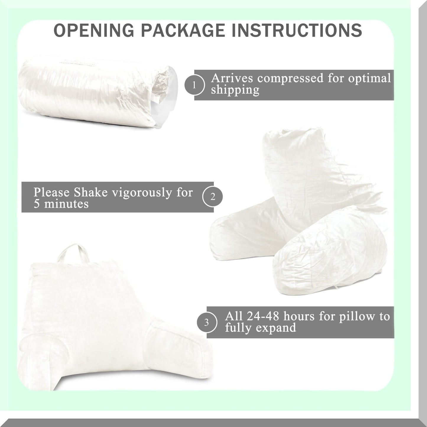 MemoryFoam Comfort Rest Pillow - Supportive Reading Pillow with Arms & Back Support for Sitting in Bed - Removable Cover - 18 X 15 Inches White