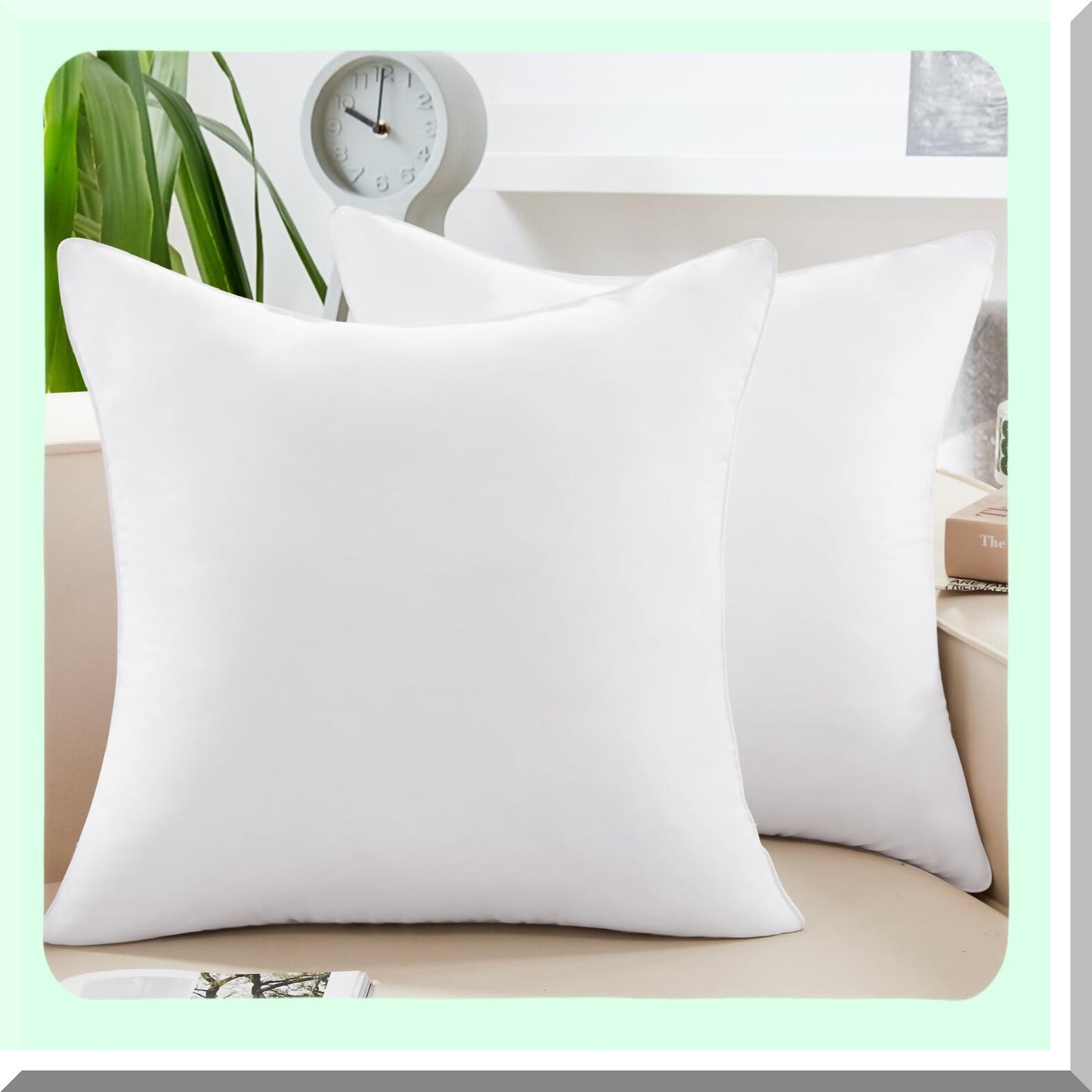 FluffLux 18x18 Pillow Inserts - Plush Pack of 2, Soft & Fluffy Square Stuffers for Couch, Bed & Sofa - White Throw Pillows for Indoor & Outdoor Lumbar Support