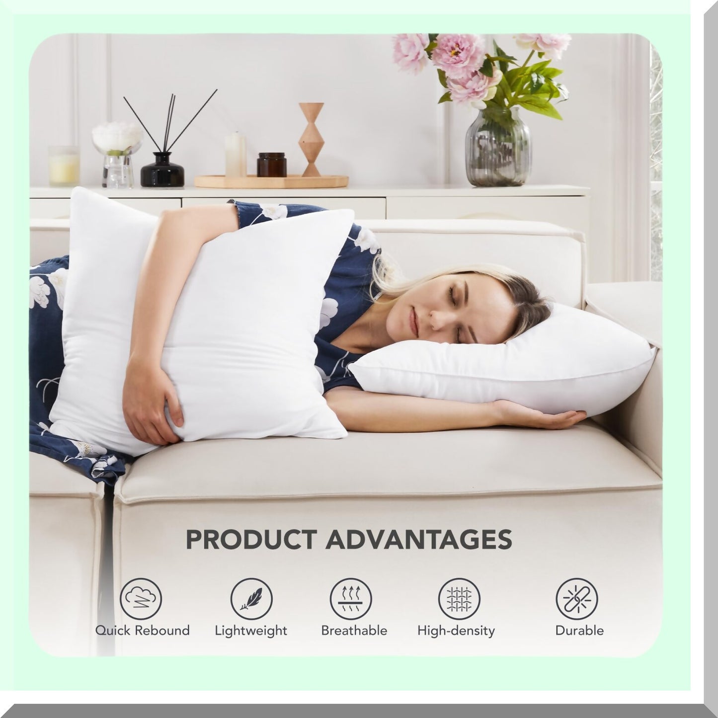 FluffLux 18x18 Pillow Inserts - Plush Pack of 2, Soft & Fluffy Square Stuffers for Couch, Bed & Sofa - White Throw Pillows for Indoor & Outdoor Lumbar Support