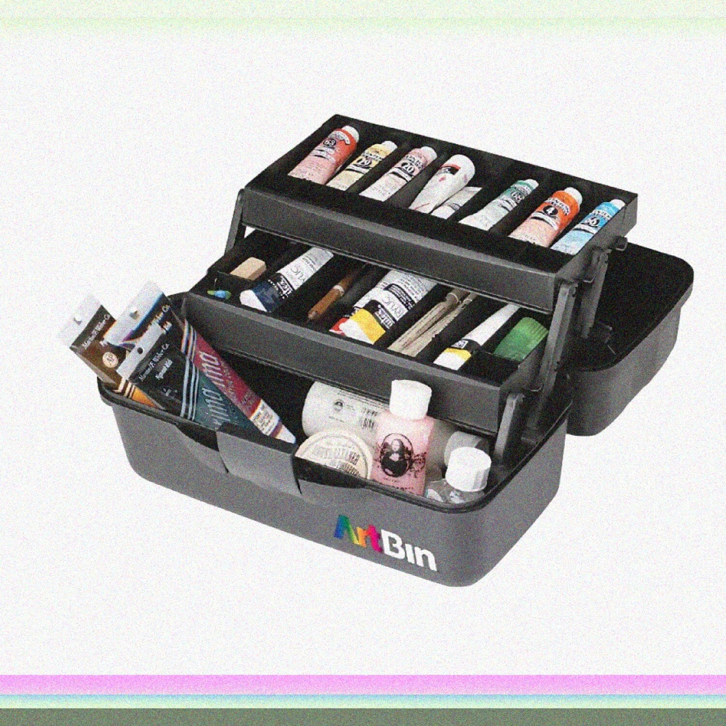 2-Tray Art Supply Box Gray Black 6892AG
