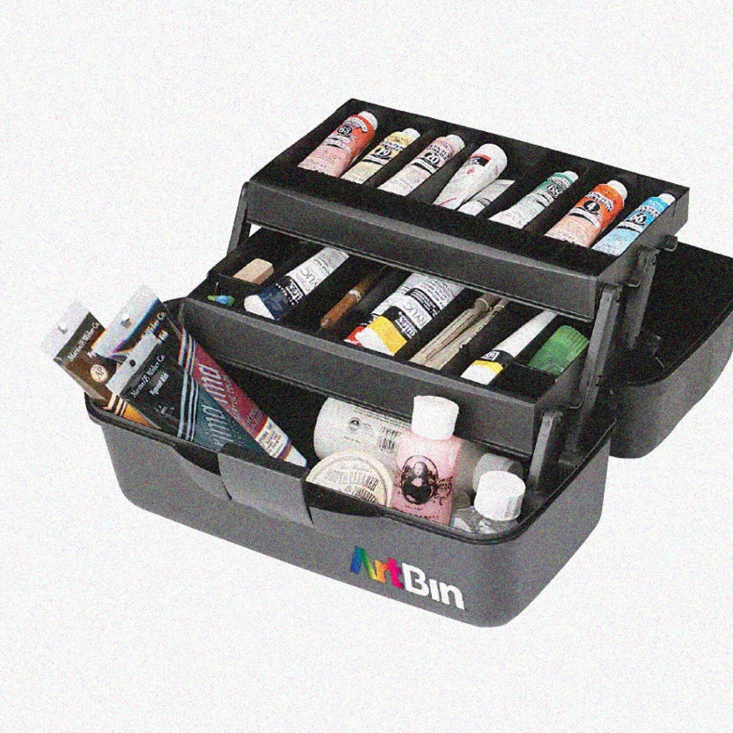 2-Tray Art Supply Box Gray Black 6892AG