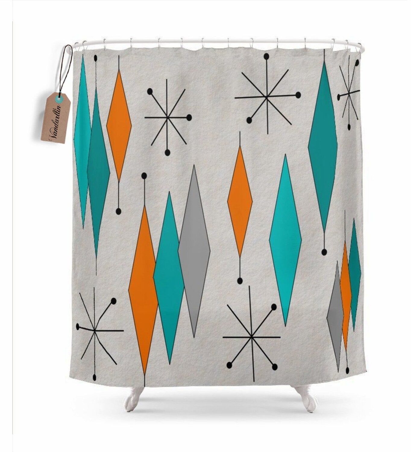 Mid-Century Modern Diamond Pattern Shower Curtain 36x72
