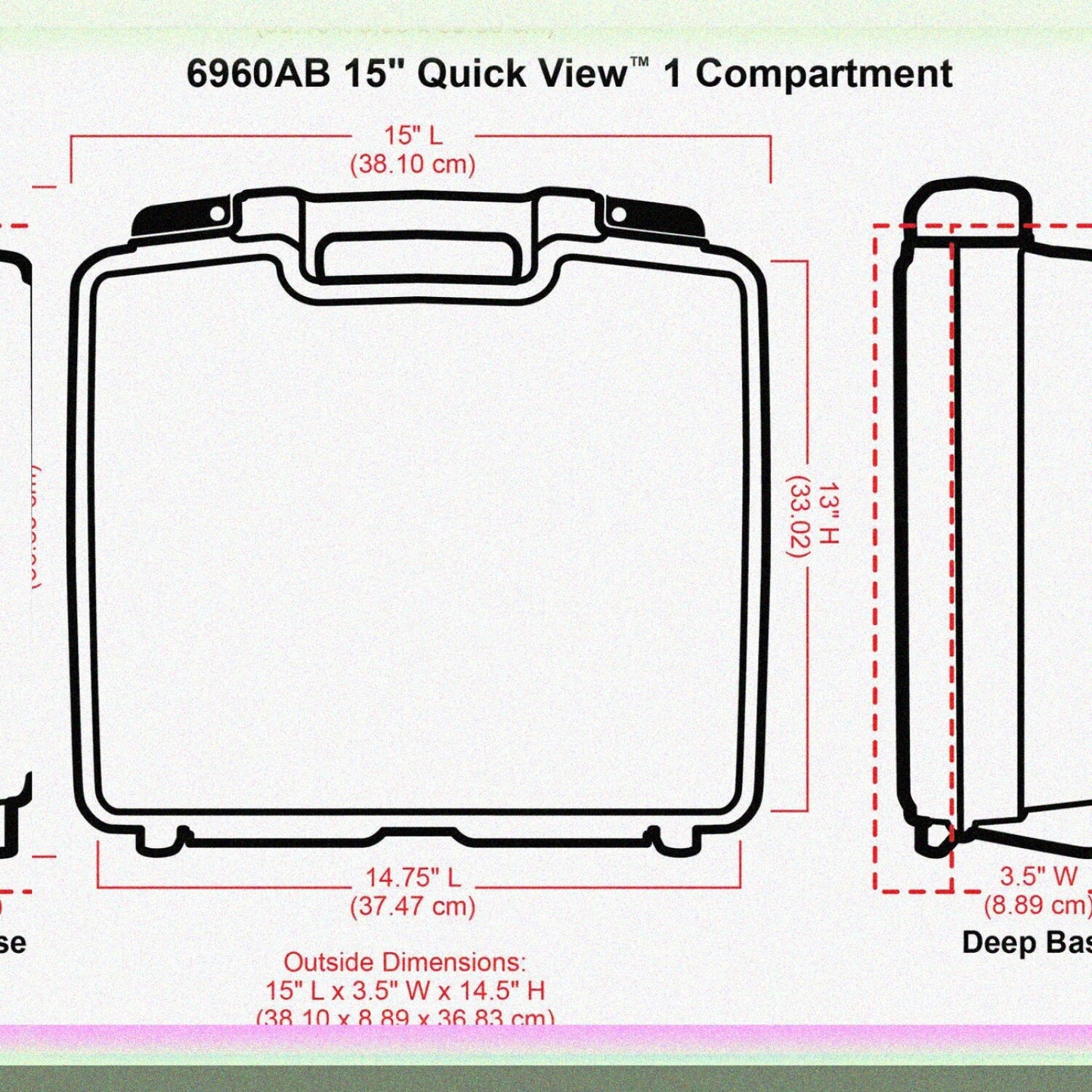 6960AB Quick View Deep Base Carrying Case 14.5" x 15"