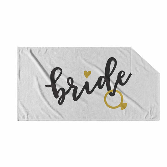 Bride Beach Towel Gold Ring 30x60 Inches