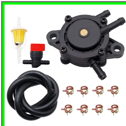 Garden Tractor Fuel Pump Kit with Filter, Hose Clamps, and Shut Off Valve