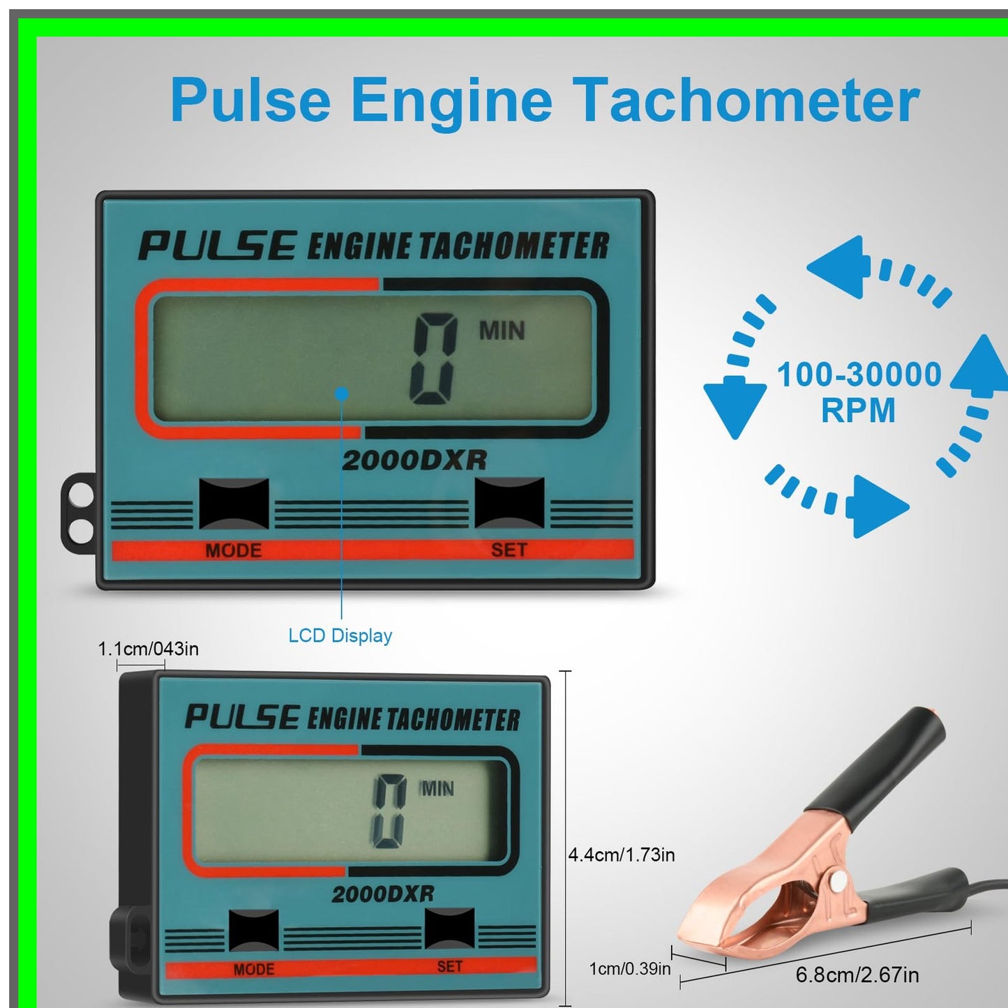 Digital Induction Tachometer for Chainsaws and Lawnmowers with LCD Display