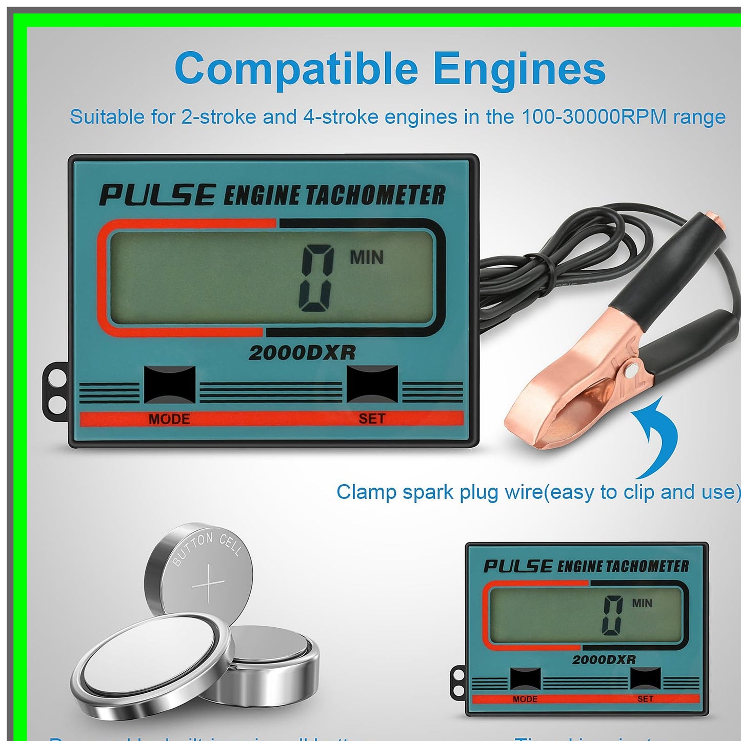 Digital Induction Tachometer for Chainsaws and Lawnmowers with LCD Display