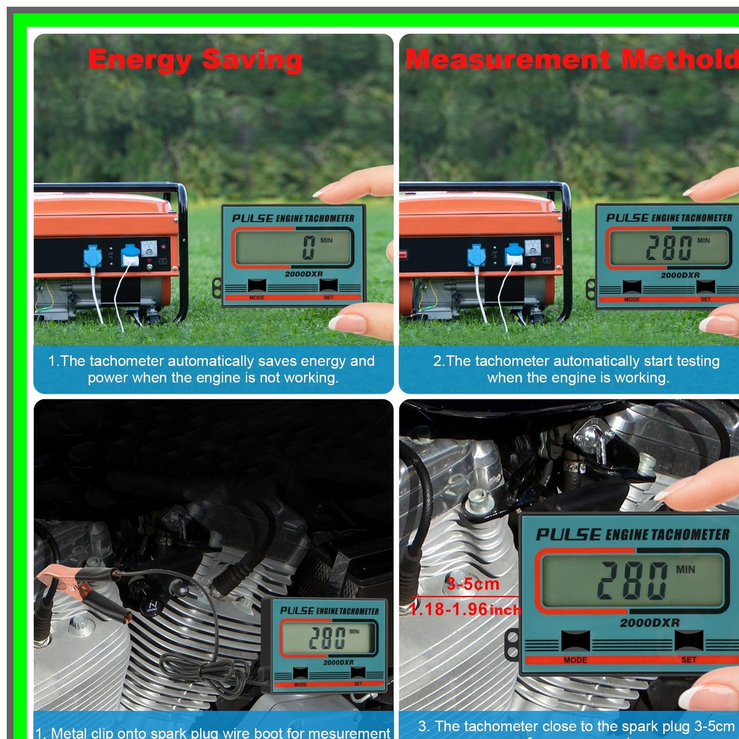 Digital Induction Tachometer for Chainsaws and Lawnmowers with LCD Display