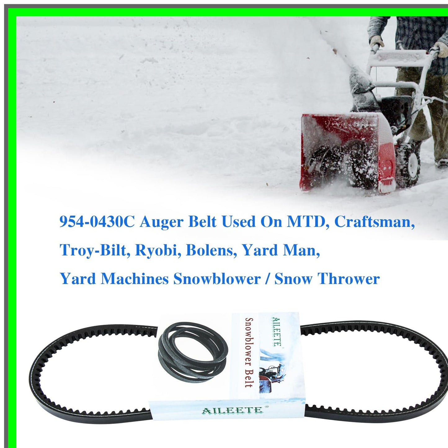 Auger Belt 3/8" x 35" for MTD Cub Cadet Troy-Bilt Snowblowers