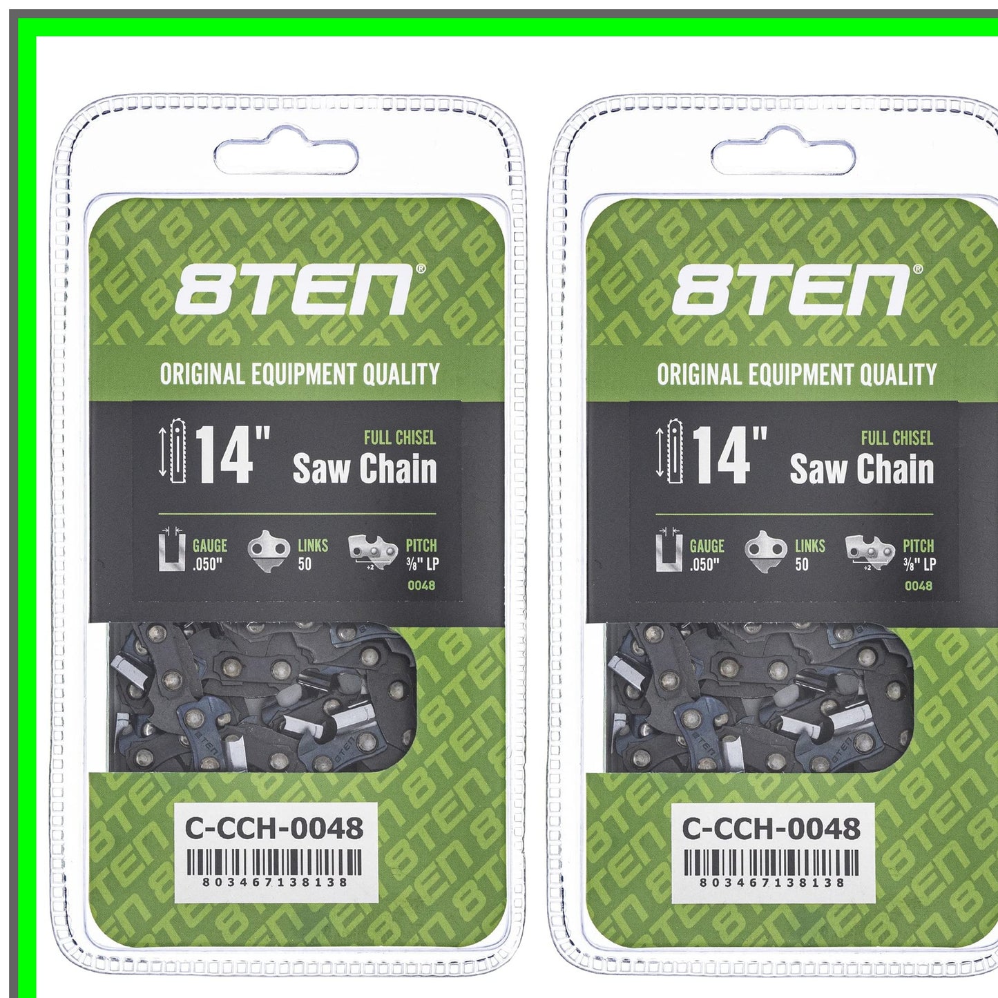 High-Performance 14 Inch Full Chisel Chainsaw Chain for Stihl and McCulloch 2 Pack