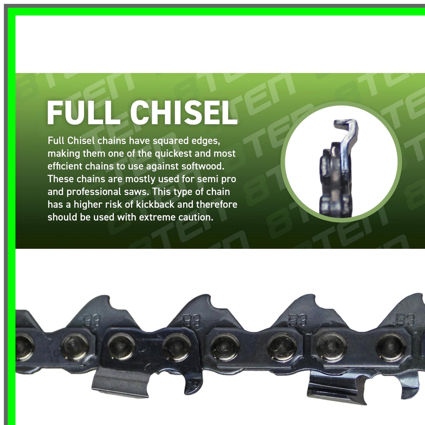 High-Performance 14 Inch Full Chisel Chainsaw Chain for Stihl and McCulloch 2 Pack