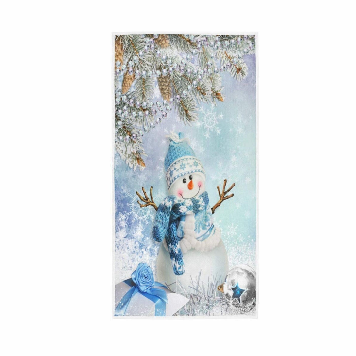 Snowman Hand Towels 16x30 in with Snowflake Pine Cones