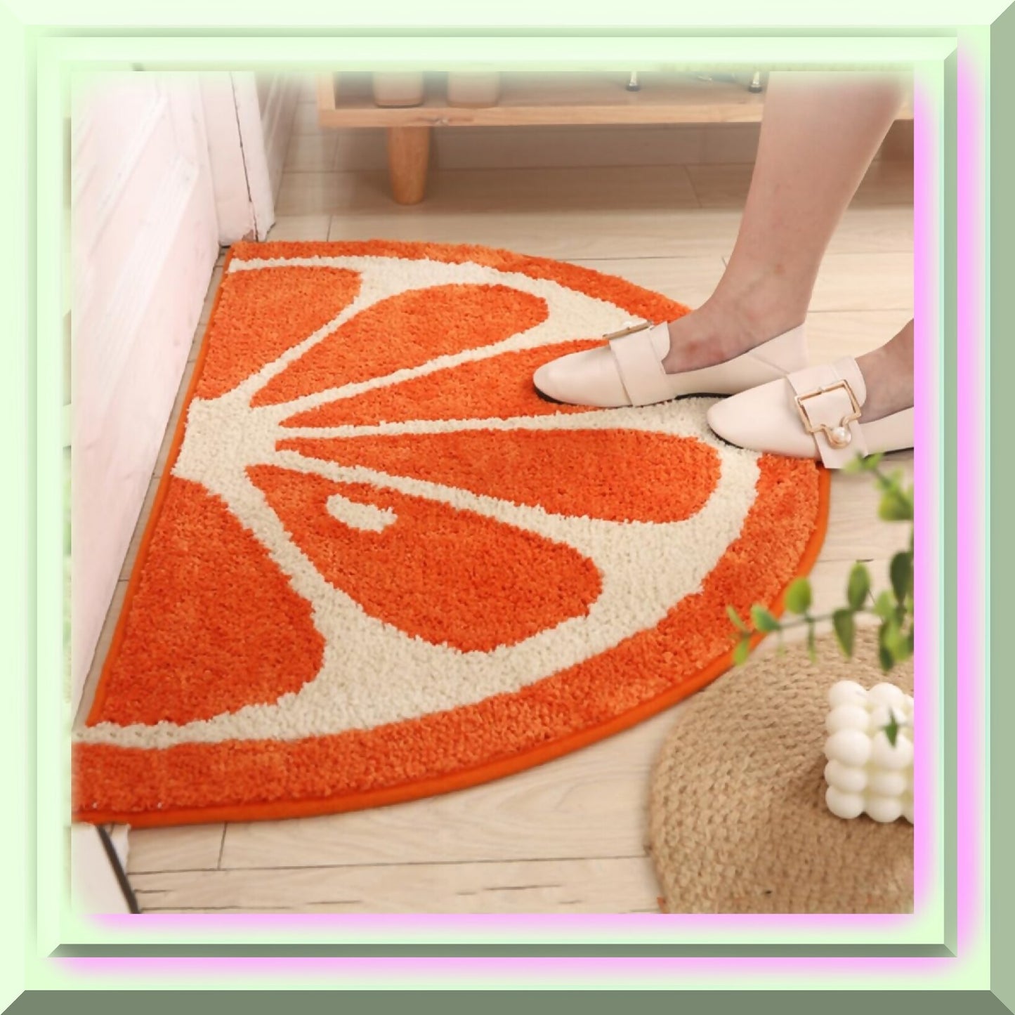 Half Circle Microfiber Bath Mat Yellow Lemon 32x20