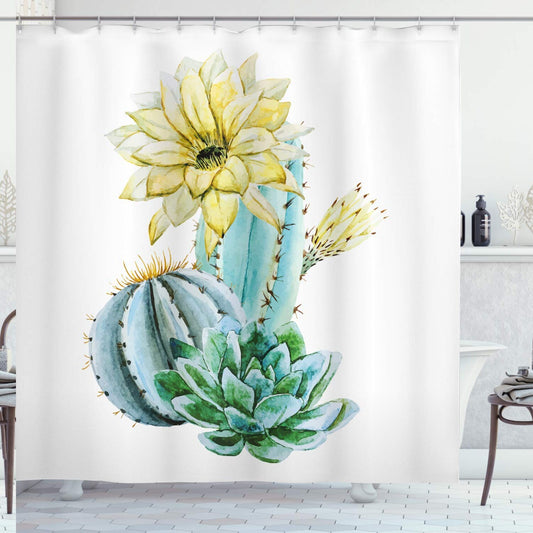 Succulent Watercolor Shower Curtain 69x84 Inches